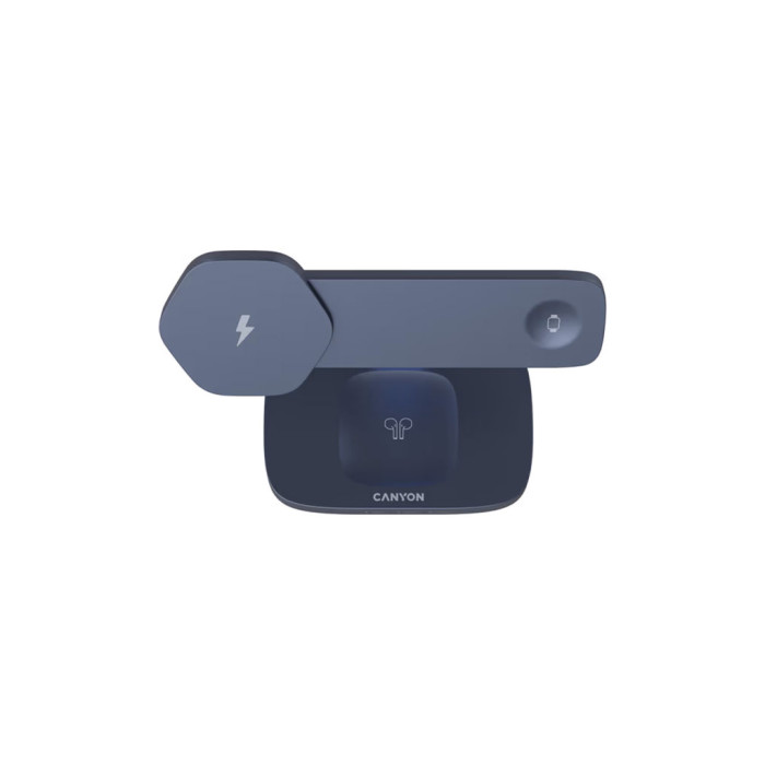 Зарядний пристрій Canyon wireless charger HEXAGON WCS-310 3in1 DarkGrey/Blue (CNS-WCS310DGBL)