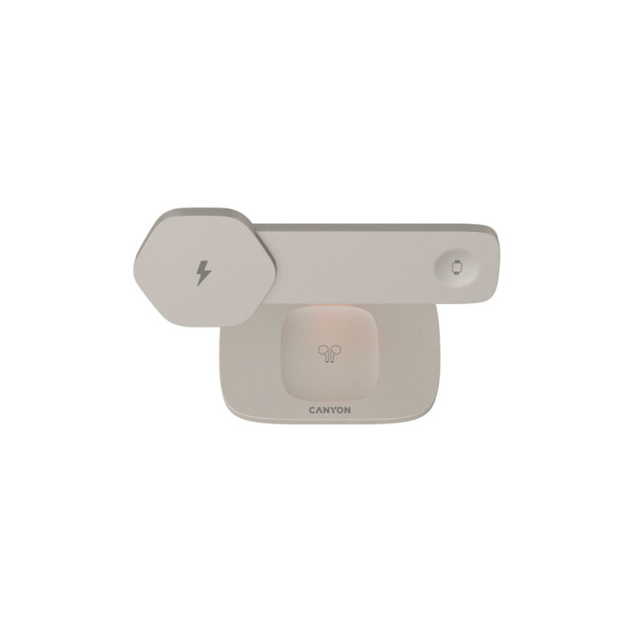 Зарядний пристрій Canyon wireless charger HEXAGON WCS-310 3in1 LightGrey/Orange (CNS-WCS310LGOR)