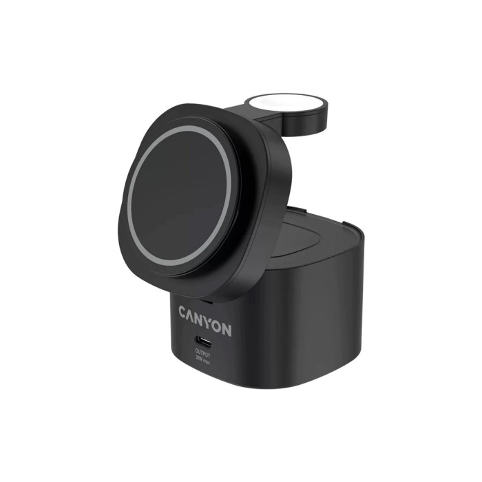 Зарядний пристрій Canyon 4-in-1 wireless charging stand 30W + cable 1.0m black (CNS-WCS405BW/A)