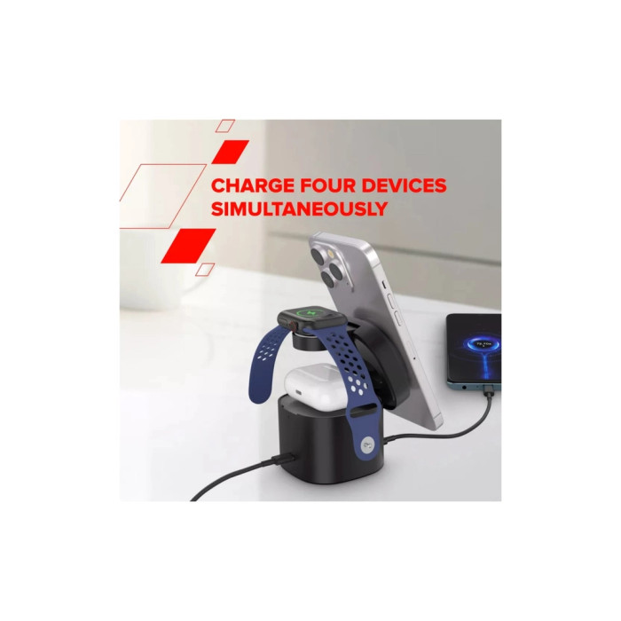 Зарядний пристрій Canyon 4-in-1 wireless charging stand 30W + cable 1.0m black (CNS-WCS405BW/A)