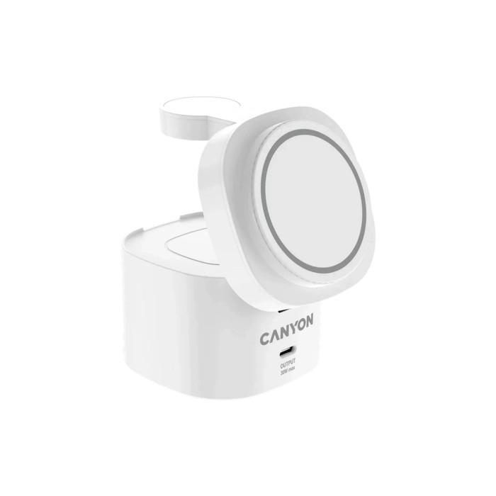 Зарядний пристрій Canyon 4-in-1 wireless charging stand 30W + cable 1.0m white (CNS-WCS405WW/A)