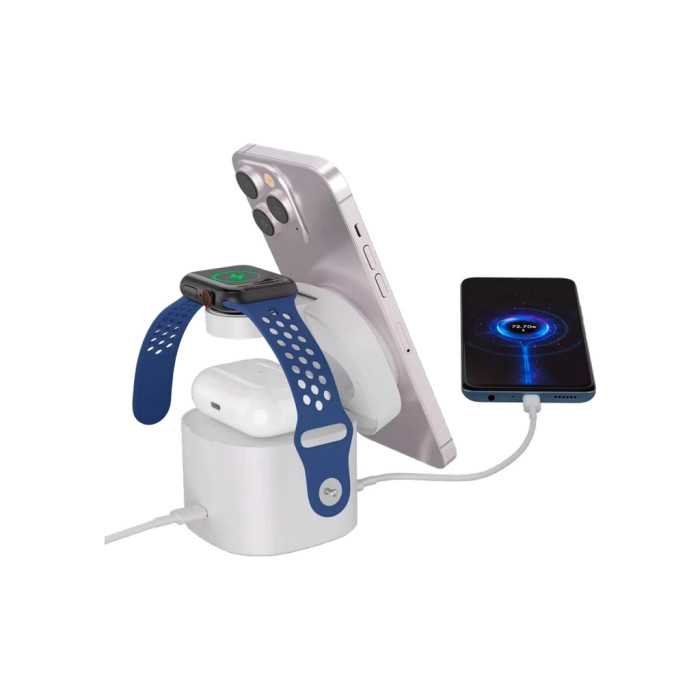 Зарядний пристрій Canyon 4-in-1 wireless charging stand 30W + charger 65W + cable 1.0m white (CNS-WCS405W)