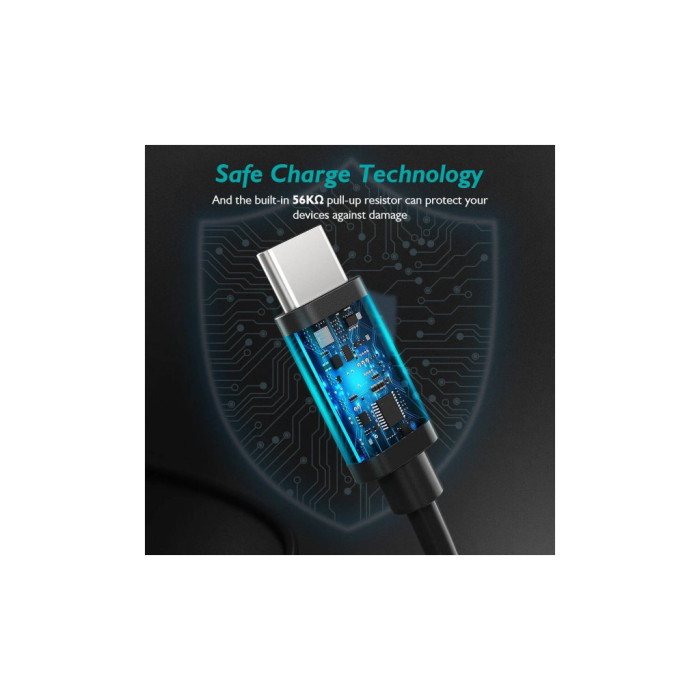 Дата кабель USB 2.0 AM to USB-C 3.0m 18W PVC black Choetech (AC0004-BK)