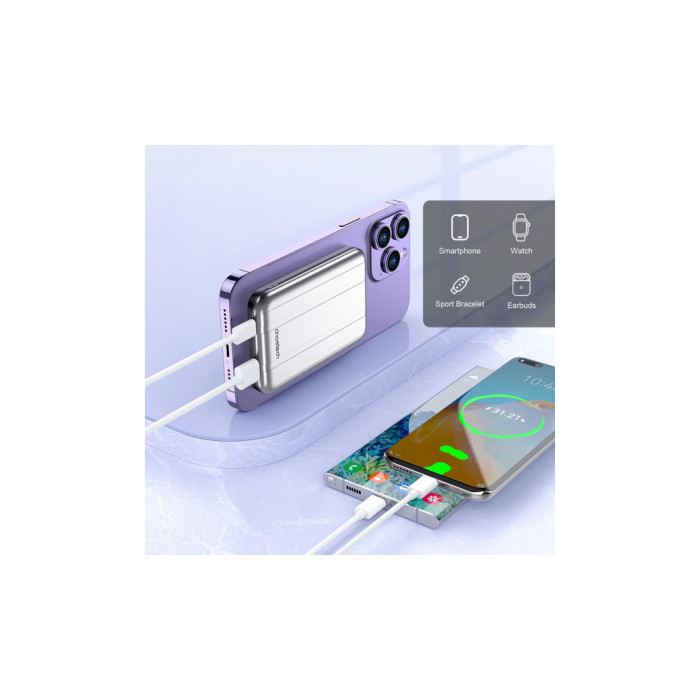 Батарея універсальна Choetech Magnetic Wireless 5000mAh 10W, USB-A,USB-C In/Out (B655 / 6932112104779)