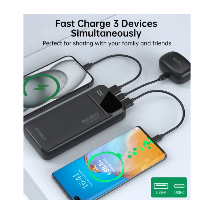 Батарея універсальна Choetech 20000mAh, 22.5W, PD, QC/3.0, Black (B729-CCBK)