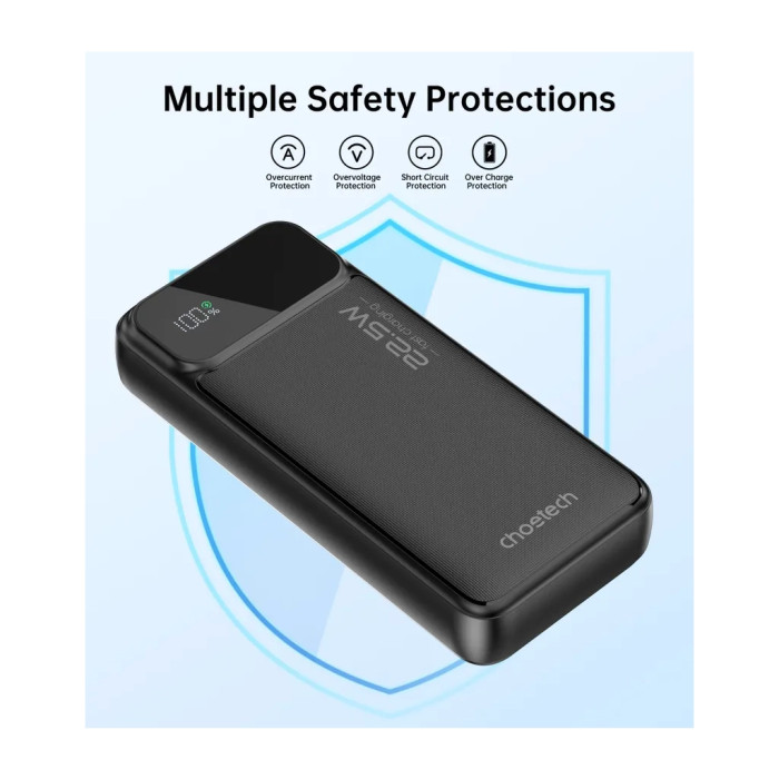 Батарея універсальна Choetech 20000mAh, 22.5W, PD, QC/3.0, Black (B729-CCBK)