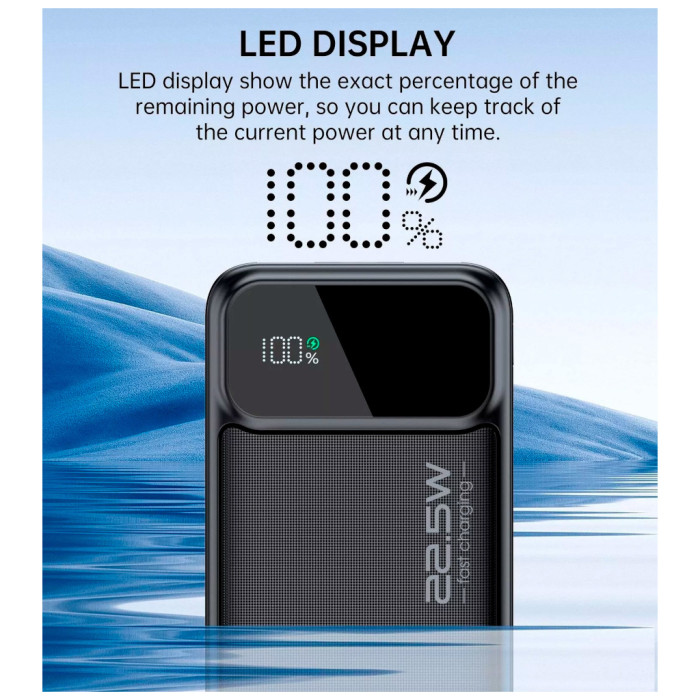 Батарея універсальна Choetech 20000mAh, PD/22.5W, QC/3.0, AFC Samsung, LED (B729)
