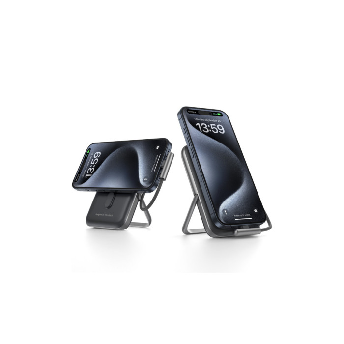 Батарея універсальна Choetech Magnetic Wireless 10000mAh 20W, PD, Qi-15W, USB-C In/Out, build-in cabel, Black (B735-CCBK)
