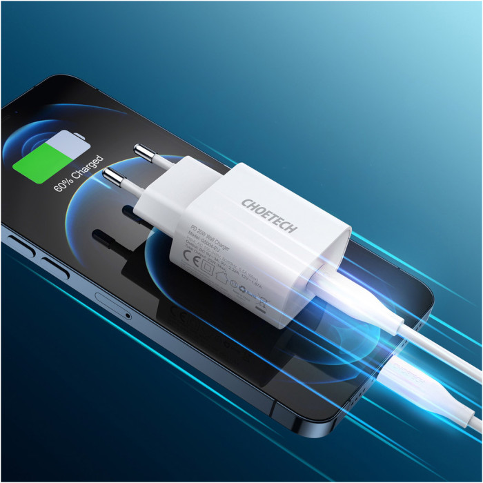Зарядний пристрій Choetech USB-C PD20W white (Q5004-V5)