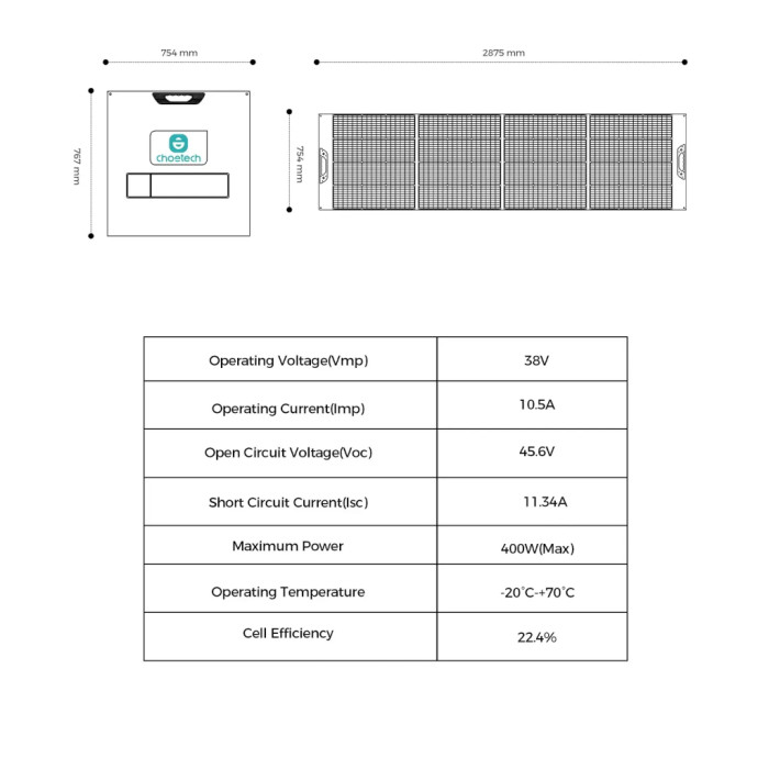 Портативна сонячна панель Choetech 400W (SC076)