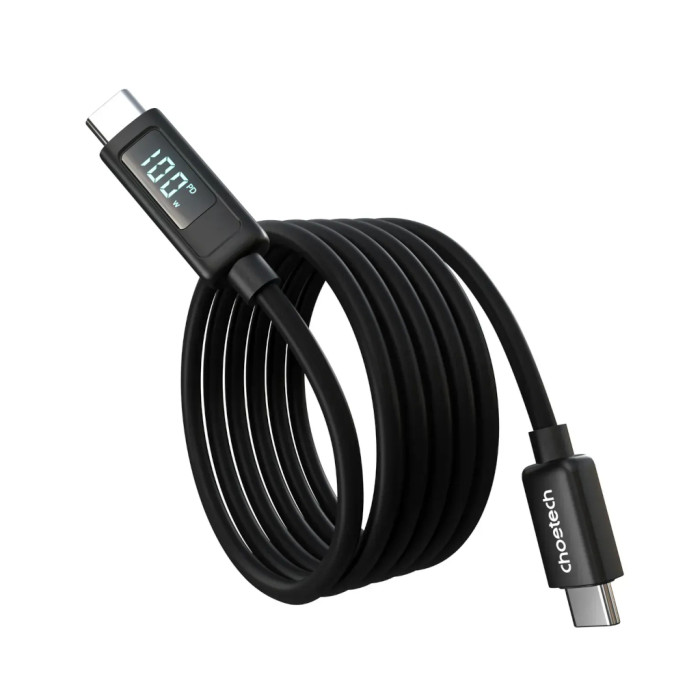 Дата кабель USB-C to USB-C 1.8m PD100W digital display silicone Choetech (XCC-1063)