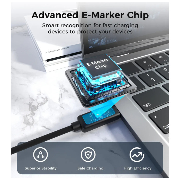 Дата кабель USB-C to USB-C 1.8m PD100W digital display silicone Choetech (XCC-1063)