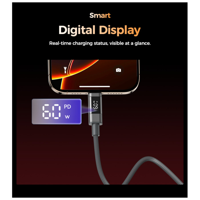 Дата кабель USB-C to USB-C 1.2m PD60W magnetic digital display nylon gray Choetech (XCC-1067-GY)