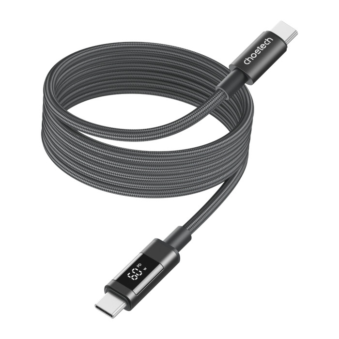Дата кабель USB-C to USB-C 1.2m PD60W magnetic digital display nylon gray Choetech (XCC-1067-GY)