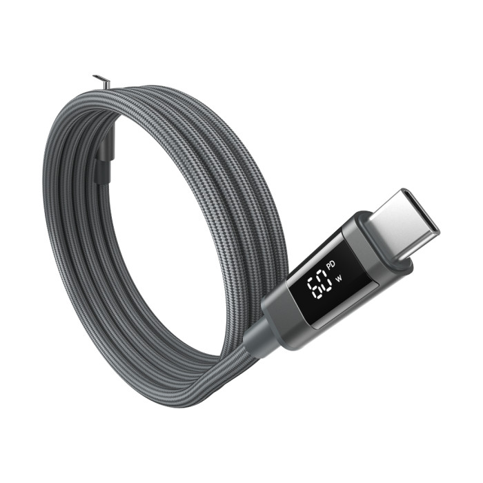 Дата кабель USB-C to USB-C 1.2m PD60W magnetic digital display nylon gray Choetech (XCC-1067-GY)