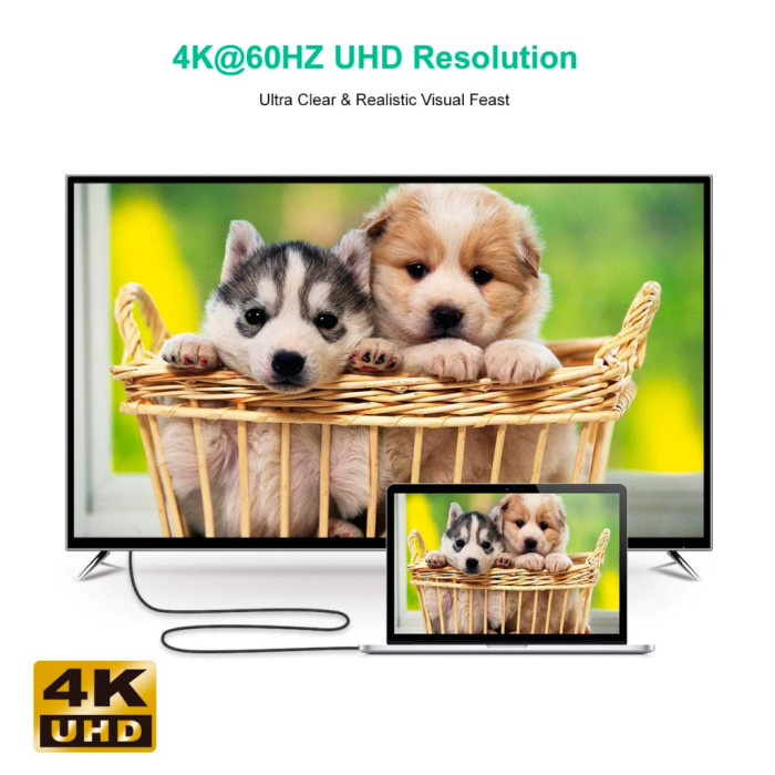 Кабель мультимедійний USB-C to HDMI M 1.8m 4K60Hz 90° corner Choetech (XCH-1803)