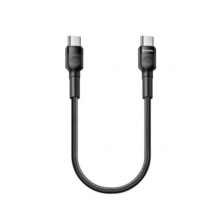 Дата кабель ColorWay USB-C to USB-C 0.3m 3А black (CW-CBPDCC054-BK)