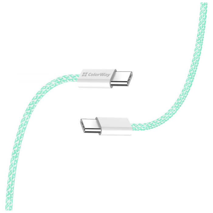 Дата кабель USB-C to USB-C 1.0m 60W 3.0А green ColorWay (CW-CBPDCC061-G)