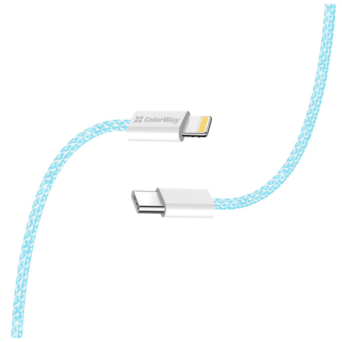 Дата кабель USB-C to Lightning 1.0m 27W blue ColorWay (CW-CBPDCL061-BL)