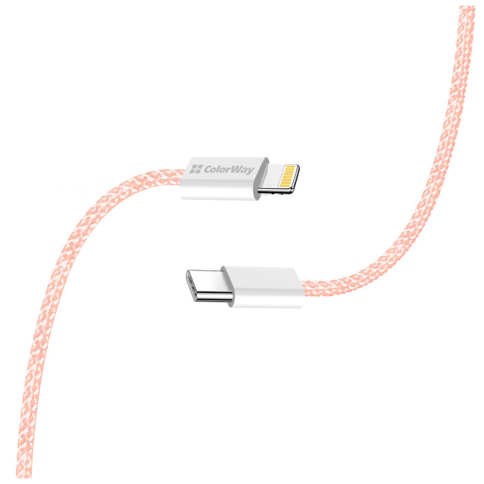 Дата кабель USB-C to Lightning 1.0m 27W pink ColorWay (CW-CBPDCL061-P)