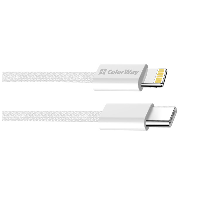 Дата кабель USB-C to Lightning 2.0m PD 27W braided gray ColorWay (CW-CBPDCL068-GR)
