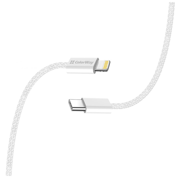 Дата кабель USB-C to Lightning 2.0m PD 27W braided gray ColorWay (CW-CBPDCL068-GR)