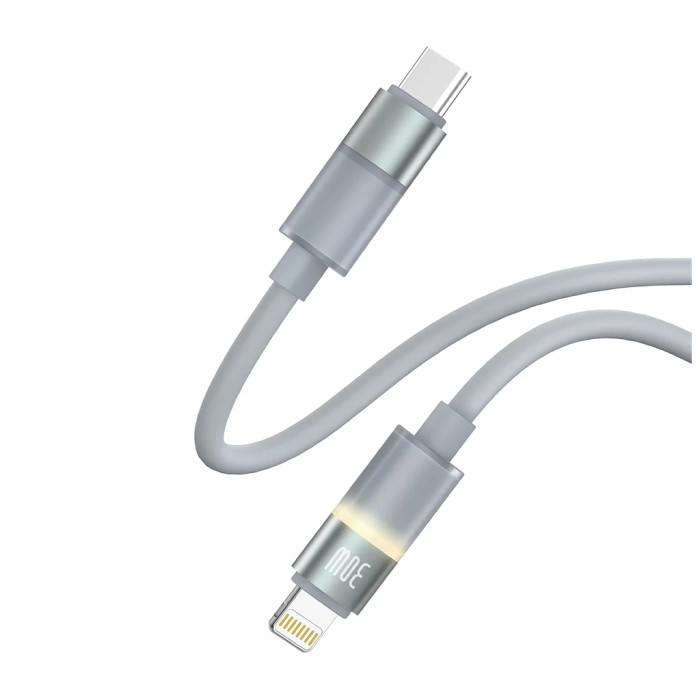 Дата кабель USB-C to Lightning 1.0m PD30W warm light gray ColorWay (CW-CBPDCL092-GR)