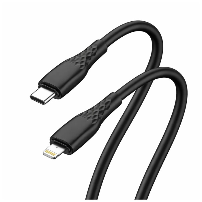 Дата кабель USB-C to Lightning 1.0m PD30W textured PVC black ColorWay (CW-CBPDCL094-BK)