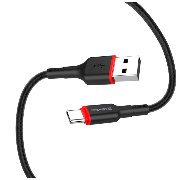 Дата кабель USB 2.0 AM to USB-C 1.0m 2.4А black ColorWay (CW-CBUC064-BK)