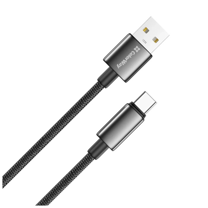 Дата кабель USB 2.0 AM to USB-C 1.0m 3A zinc alloy braided black ColorWay (CW-CBUC098-BK)
