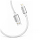 Дата кабель USB 2.0 AM to Lightning 1.0m 3A zinc alloy braided white ColorWay (CW-CBUL098-WT)