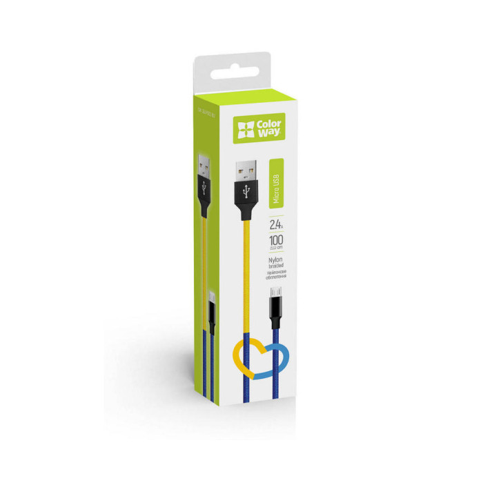 Дата кабель USB 2.0 AM to Micro 5P 1.0m National ColorWay (CW-CBUM052-BLY)