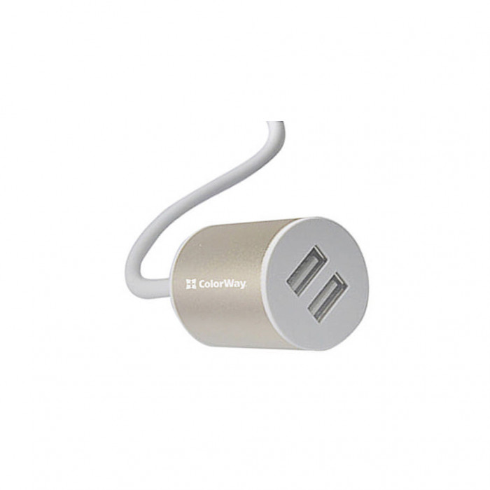 Зарядний пристрій ColorWay 2USB 2.1A + кабель 1.2м white (CW-CHA004-WT)