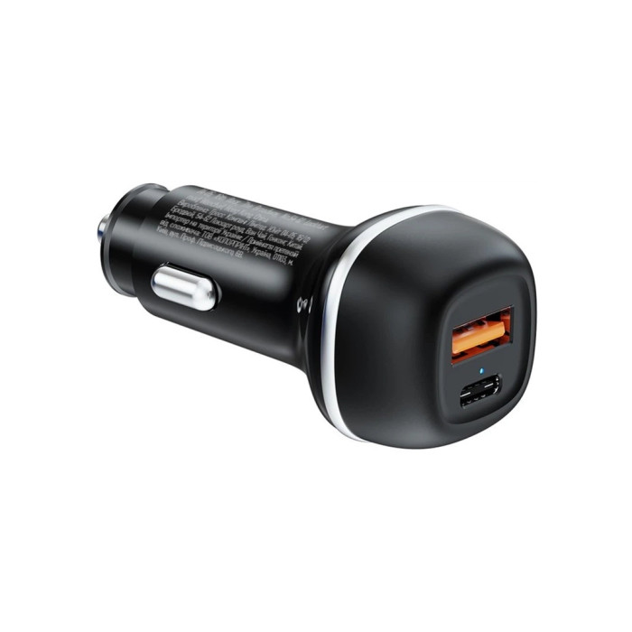 Зарядний пристрій ColorWay USB-C PD45W + USB QC3.0 car adapter (CW-CHA067PD-BK)