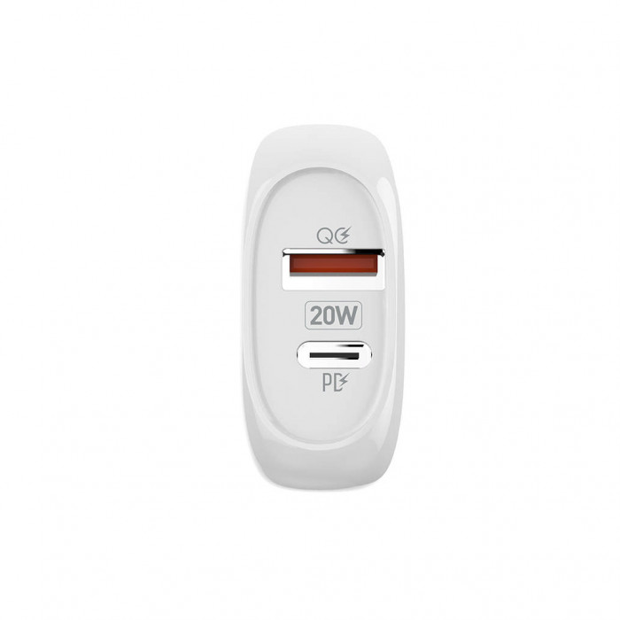 Зарядний пристрій ColorWay Type-C PD + USB QC3.0 20W white (CW-CHS024QPD-WT)