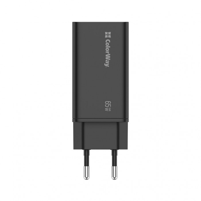 Зарядний пристрій ColorWay GaN3 Pro Power Delivery (USB-A + 2 USB TYPE-C) (65W) (CW-CHS039PD-BK)