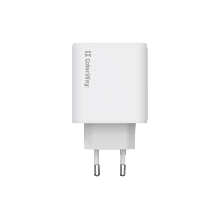 Зарядний пристрій ColorWay GaN Mini 50W PD Port PPS USB (Type-C PD 30W + Type-C PD 20W) white (CW-CHS050PD-WT)