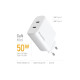 Зарядний пристрій ColorWay GaN Mini 50W PD Port PPS USB (Type-C PD 30W + Type-C PD 20W) white (CW-CHS050PD-WT)