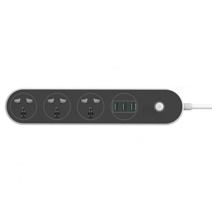 Мережевий фільтр живлення ColorWay CW-CHU33B, 3 розетки/3USB Black 1.8M (CW-CHU33B)