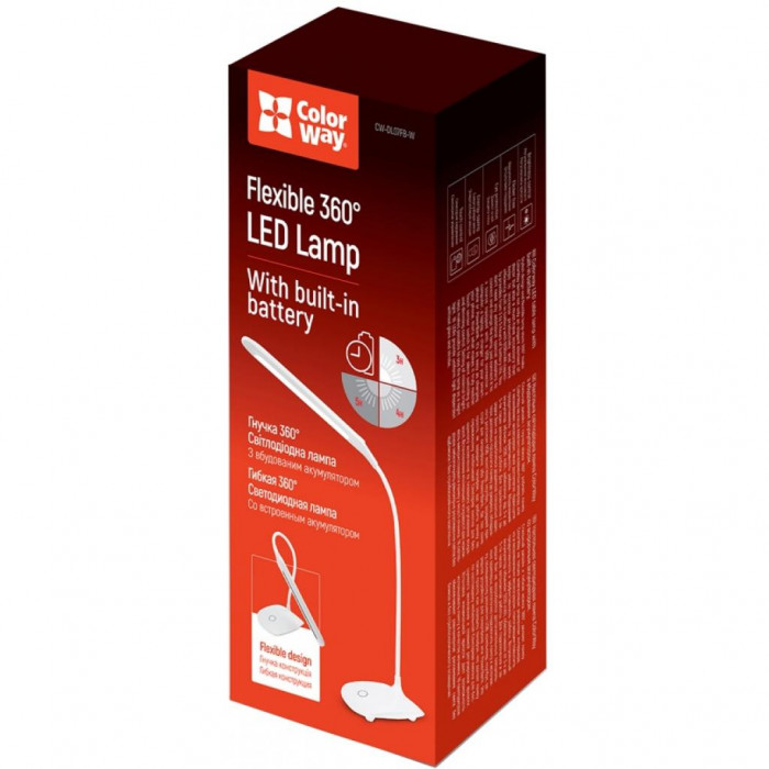 Настільна лампа ColorWay LED Flexible 360 with built-in accumulator (CW-DL07FB-W)
