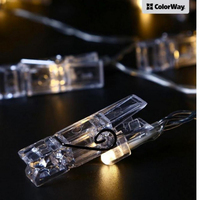 Гірлянда ColorWay 10 LED, 1.5м, з прищіпками (CW-LCP-10L15B)