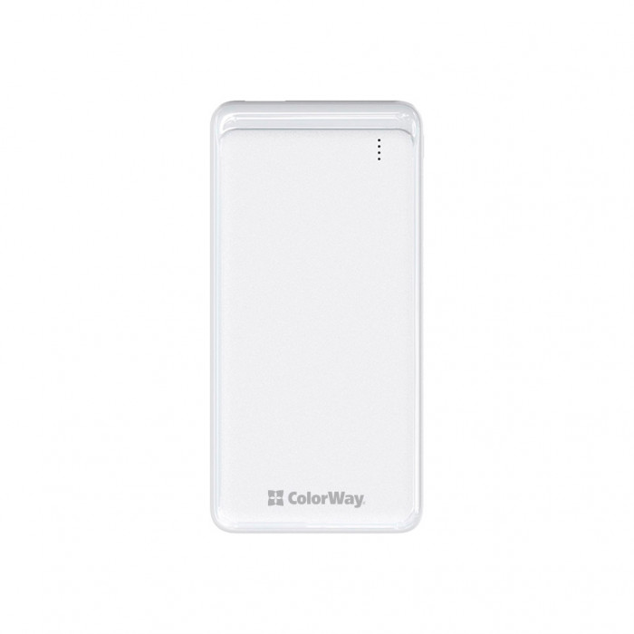 Батарея універсальна ColorWay 10 000 mAh Slim (USB QC3.0 + USB-C Power Delivery 18W) White (CW-PB100LPG3WT-PD)