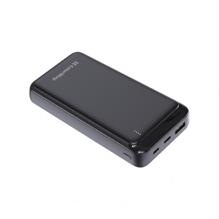 Батарея універсальна ColorWay 20 000 mAh Slim PD/20W, QC/3.0 USB-C/Micro-USB/USB-A Black (CW-PB200LPG3BK-PD)