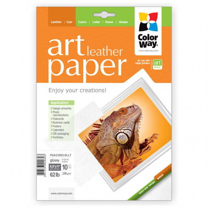Папір ColorWay LT ART 230г/м, glossy leather, 10sh, OEM (PGA230010LLT_OEM)