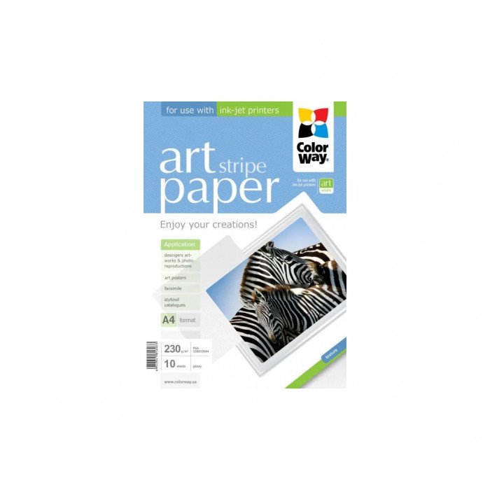 Папір ColorWay A4 ART 230г/м, glossy strips, 10sh, OEM (PGA230010SA4_OEM)