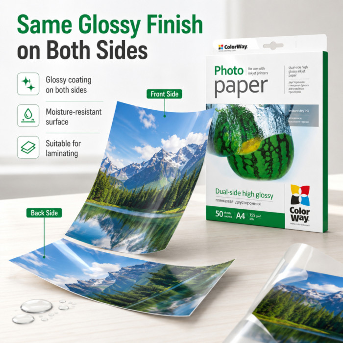 Фотопапір ColorWay A4 155г Glossy 50ст. (PGD155050A4)