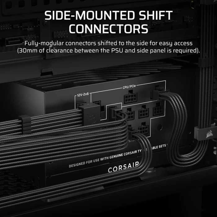 Блок живлення Corsair 1000W RM1000x Shift ATX 3.1 (CP-9020300-EU)