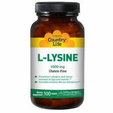 Амінокислота Country Life L-Лізин 1000мг, L-Lysine, 100 таблеток (CLF1311)