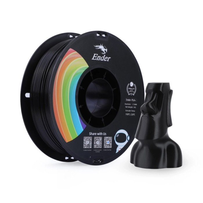 Пластик для 3D-принтера Creality PLA+ 1кг, 1.75мм, black (3301010306)
