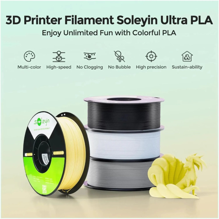 Пластик для 3D-принтера Creality Soleyin PLA ULTRA 1кг, 1.75мм, purple almond (3301010507)